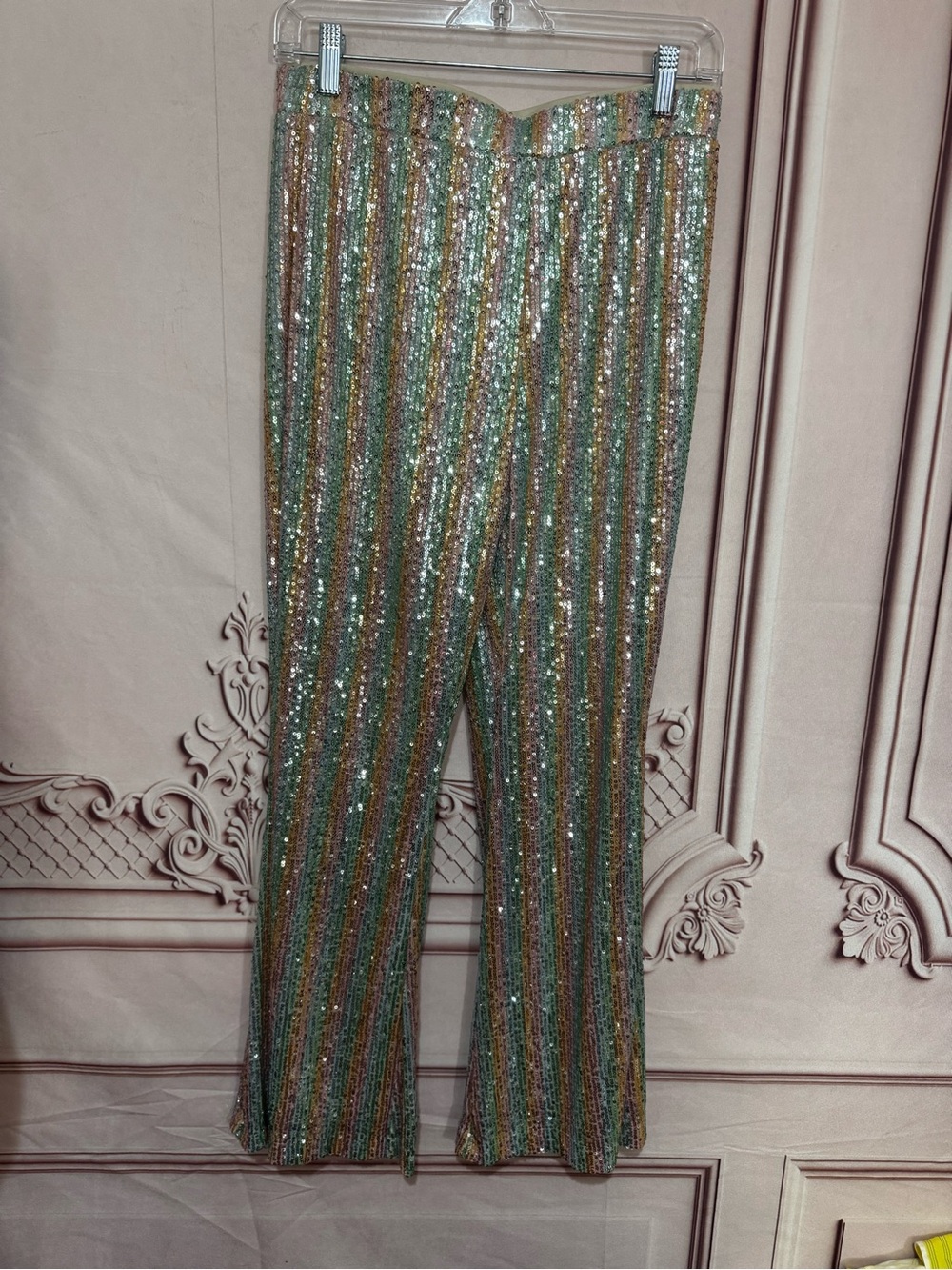 Chelsea & Violet Girls Size Large 12/14 Pastel Multicolor Sequin Pants Stretch